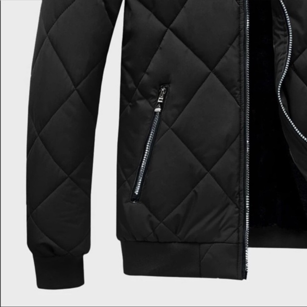 Mens padded quilted zip up bomber jacket - Picture 6 of 10